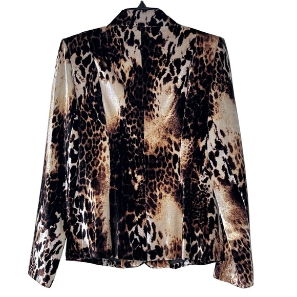 KAY UNGER NEW YORK Velvet Velour Leopard Animal Print Blazer Jacket Women's Sz 6 - Picture 14 of 16